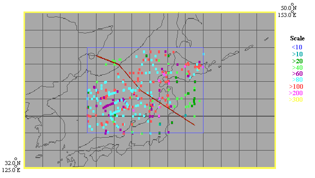 Heat flow data spatial distribution